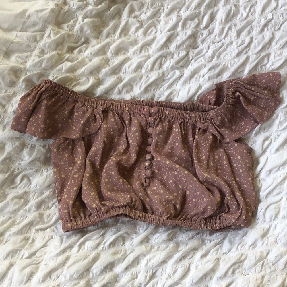 Flynn Skye pink off the shoulder crop